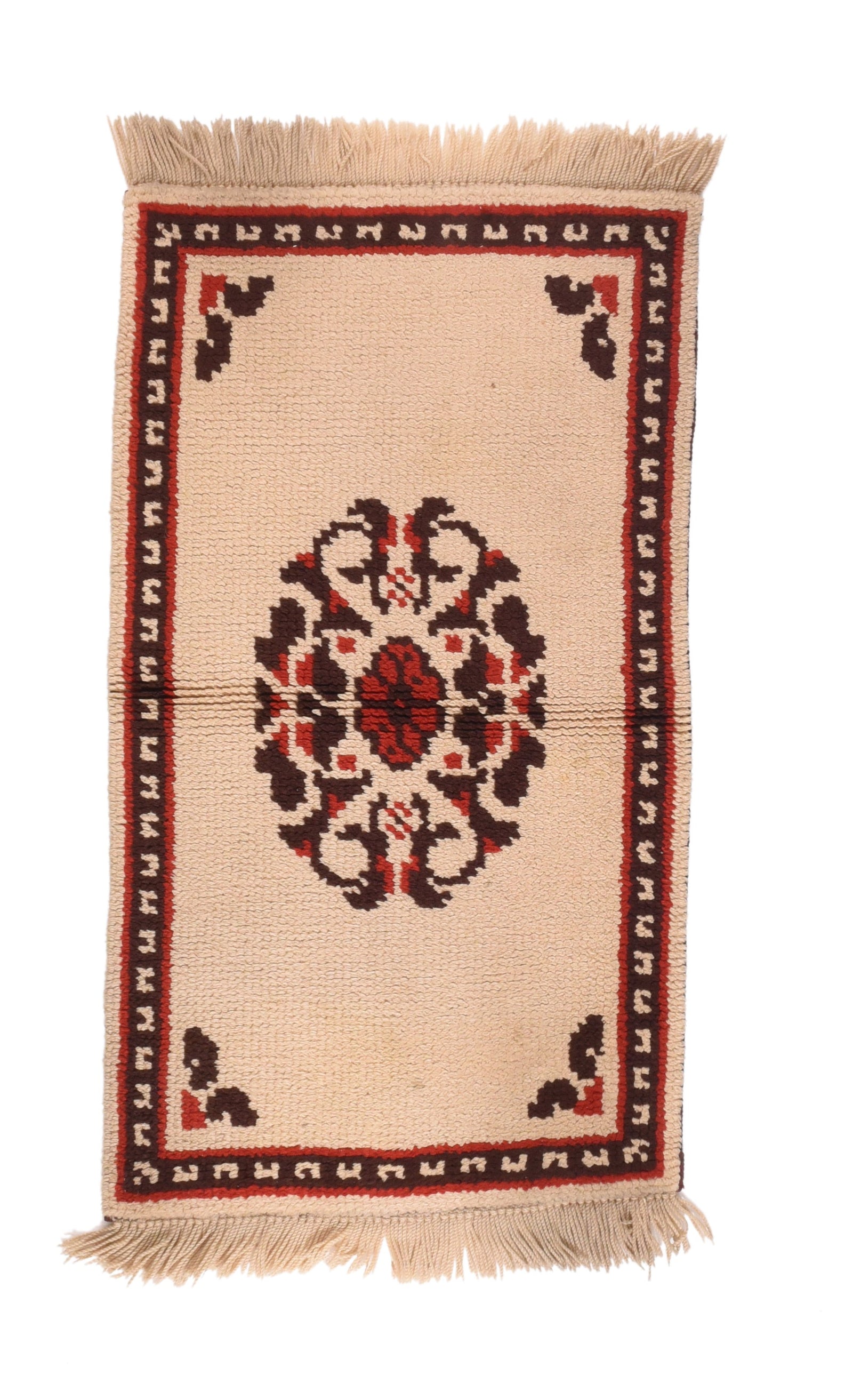 Semi Antique Beige Tribal Turkish Area Rug