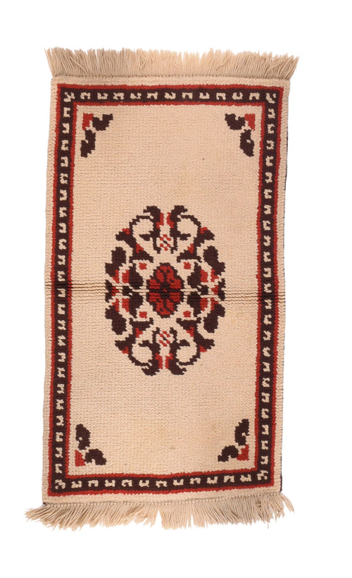 Semi Antique Beige Tribal Turkish Area Rug