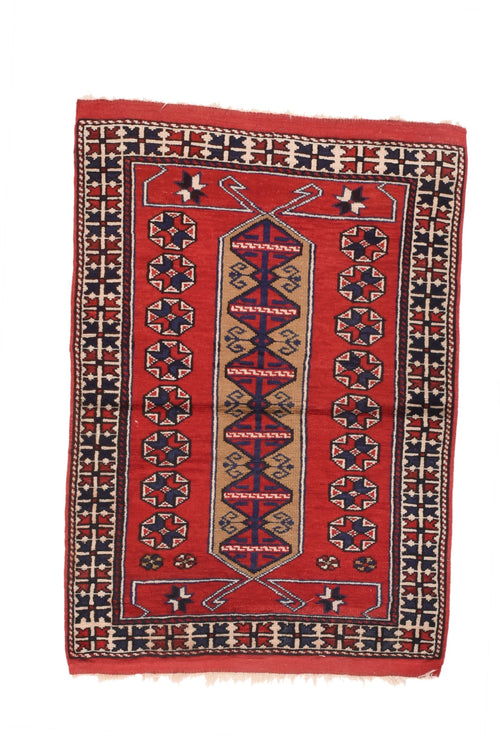 Semi Antique Red Turkish Area Rug