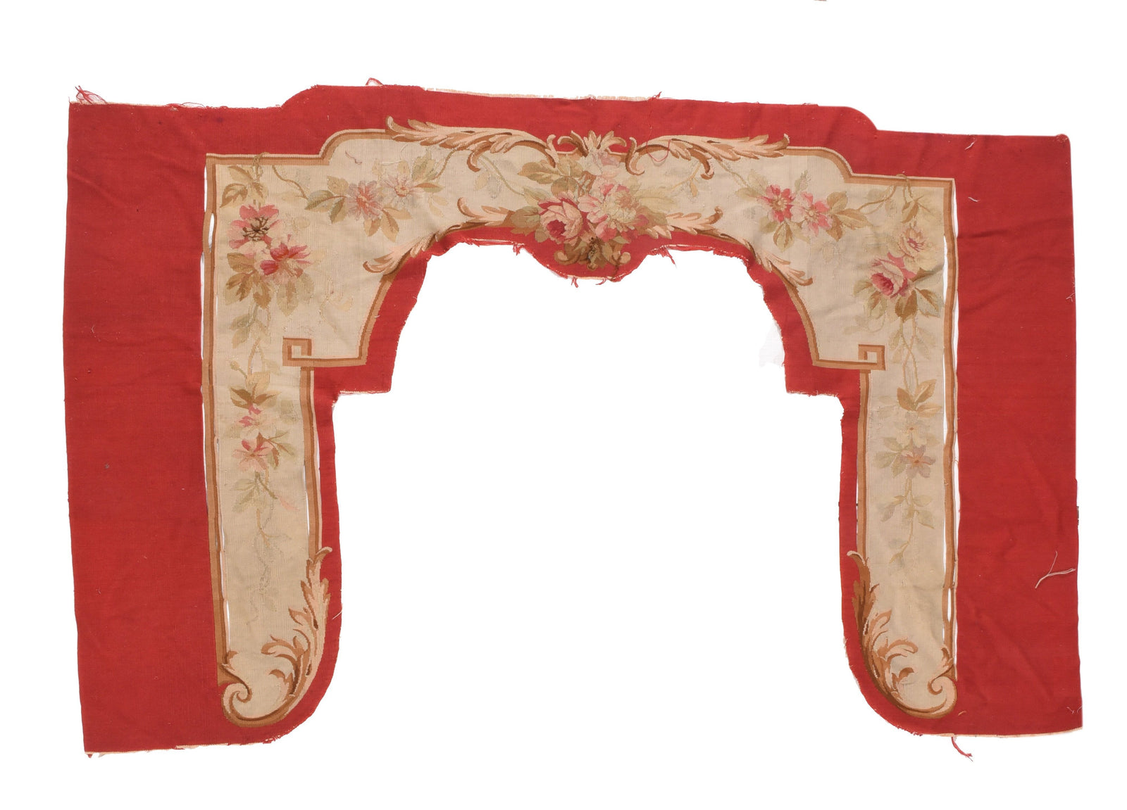 Antique Red Aubusson Door Hanging Area Rug