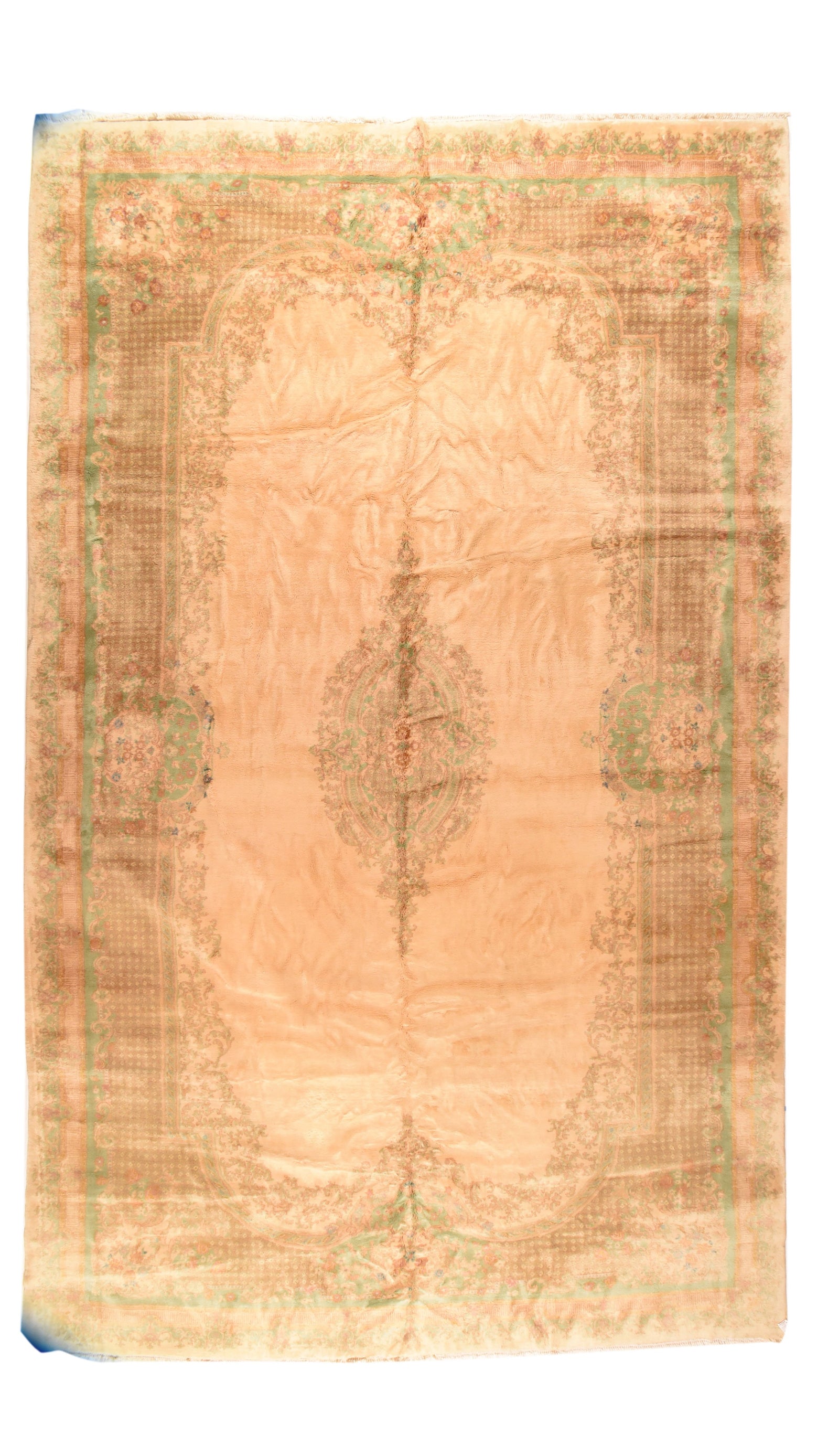 Semi Antique Beige Kerman Persian Area Rug