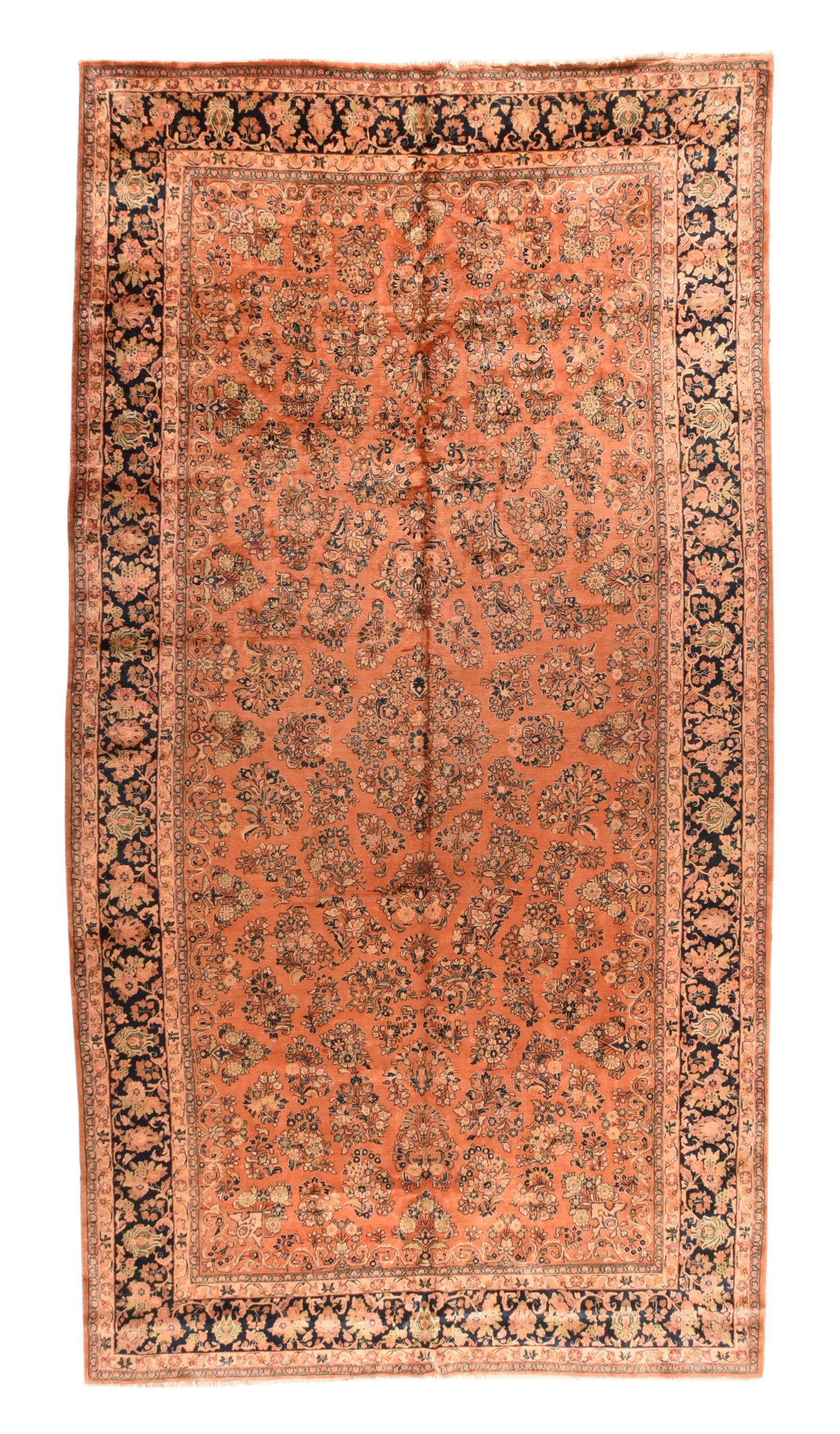 Antique Salmon Sarouk Persian Area Rug