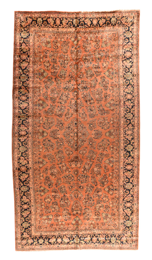 Antique Salmon Sarouk Persian Area Rug