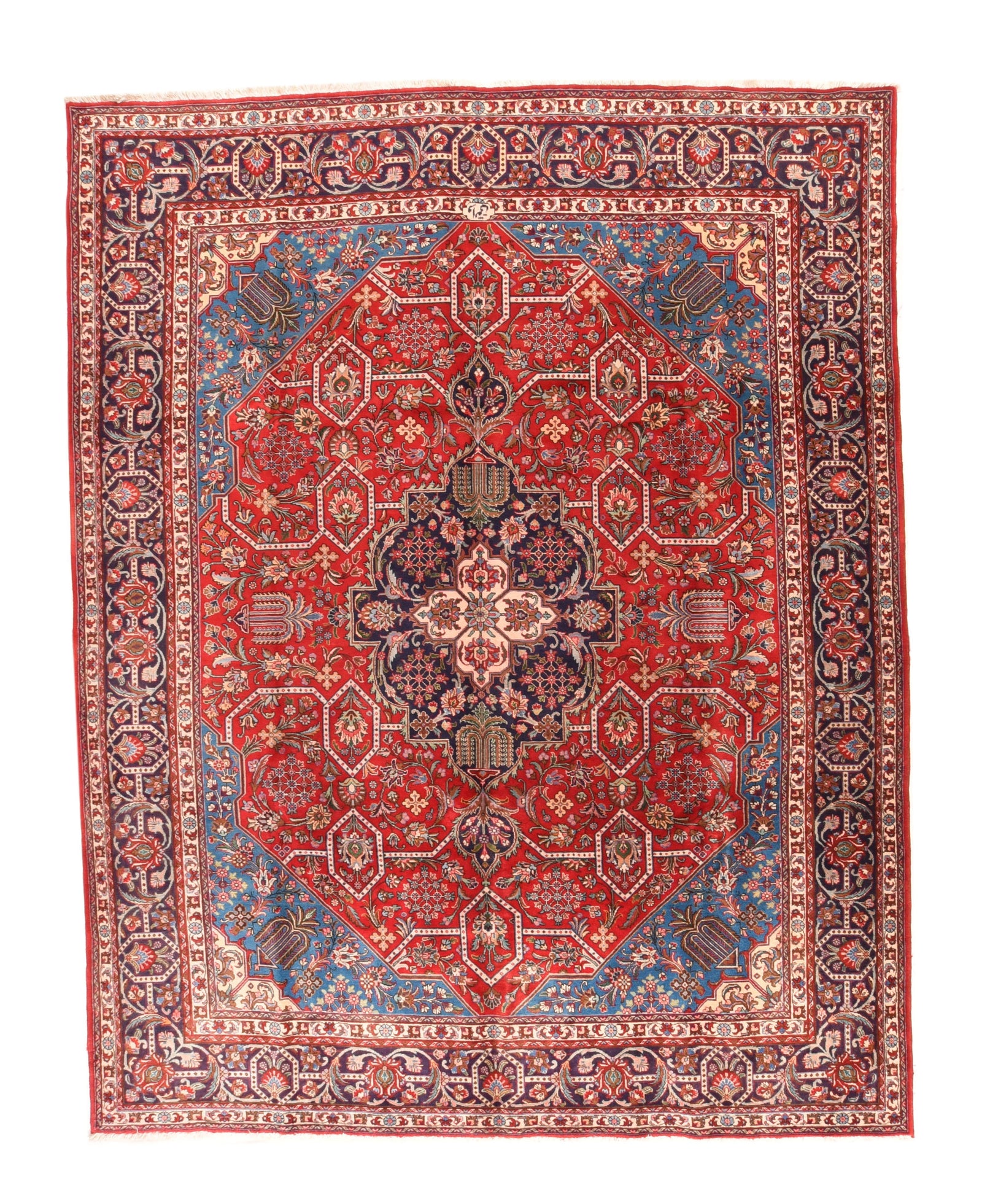 Vintage Red Red Tabriz Persian Area Rug