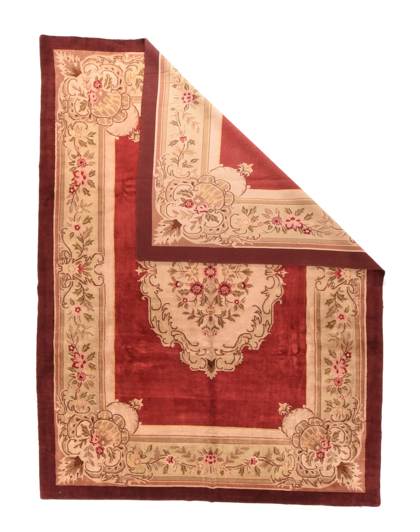 Vintage Red Savonnerie Weave Area Rug
