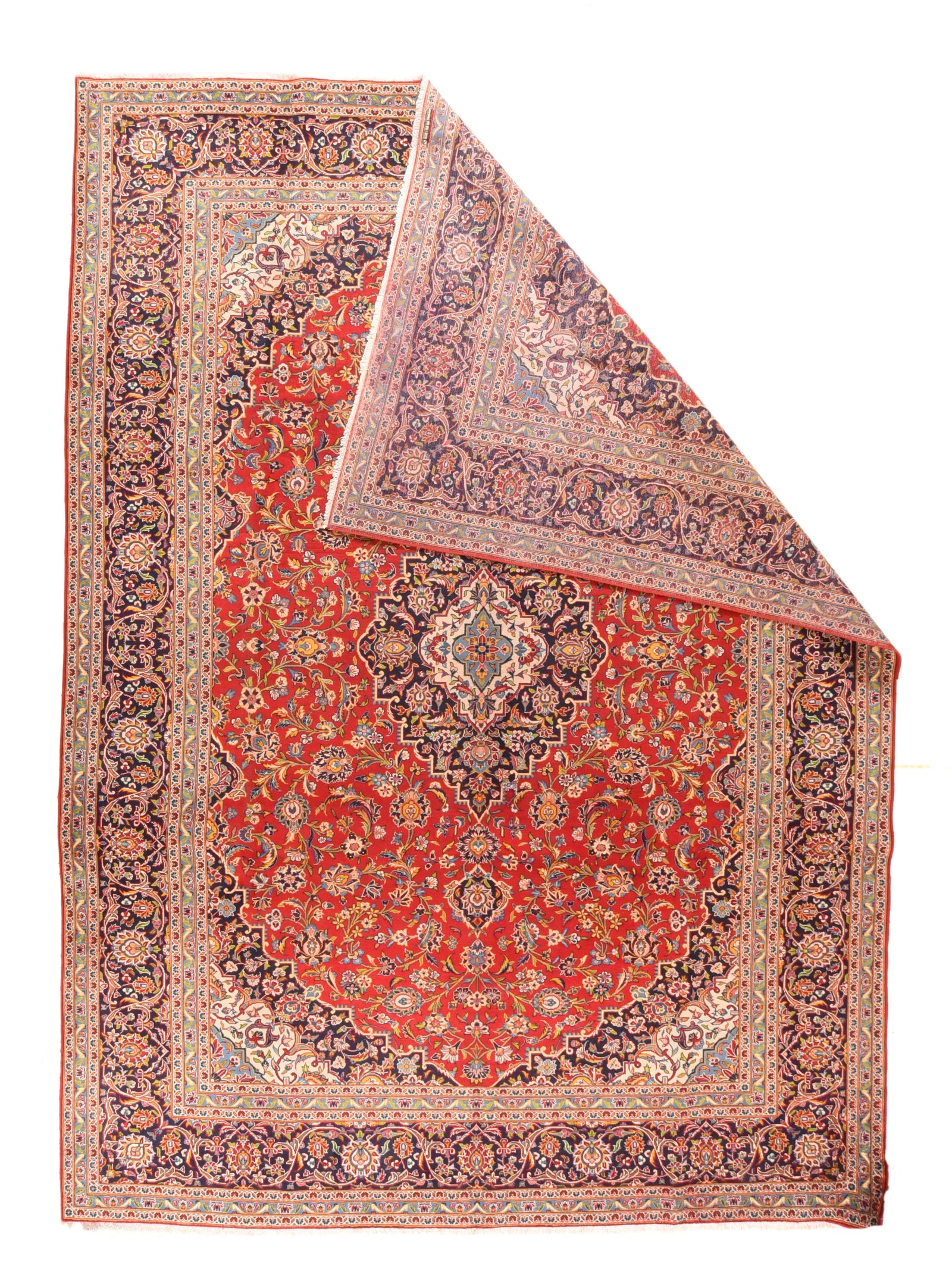 Semi Red Kashan Persian Area Rug