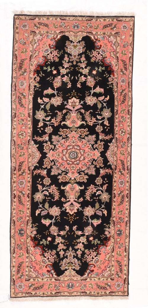 Vintage Black Black Tabriz Area Rug