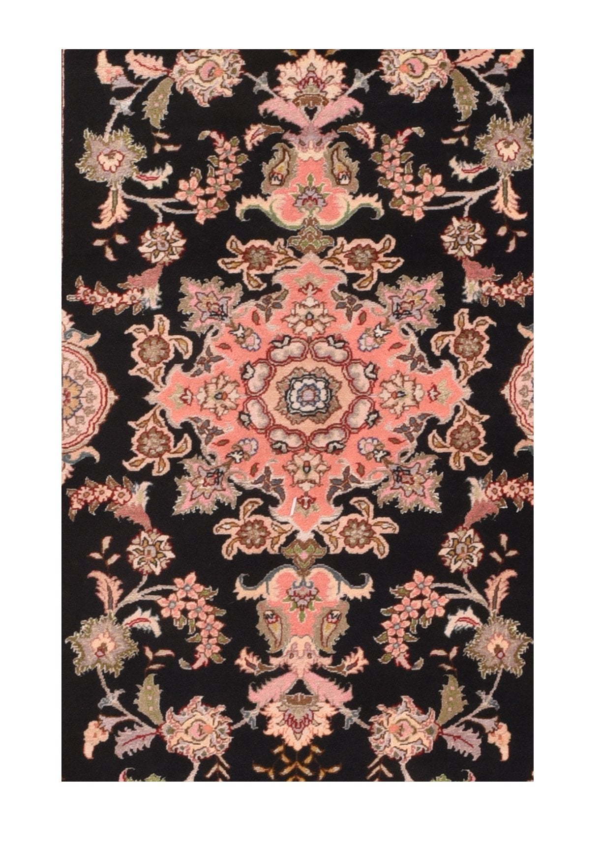 Vintage Black Tabriz Area Rug