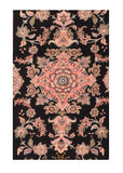 Vintage Black Tabriz Area Rug