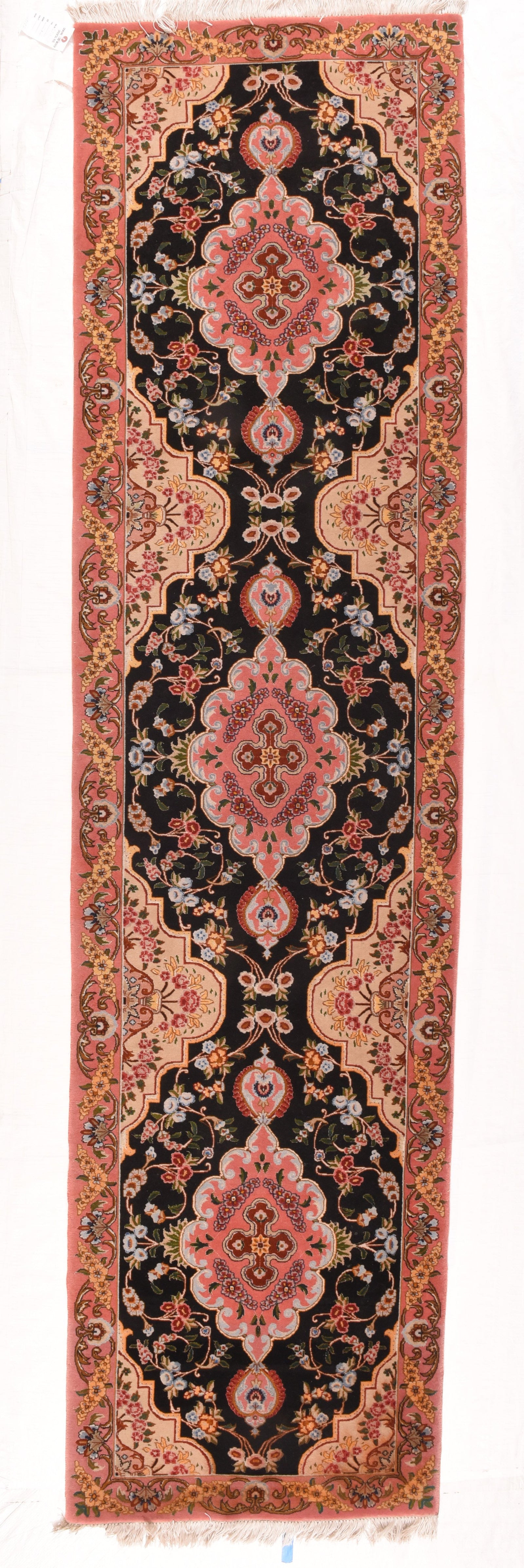 Vintage Black Black Tabriz Persian Area Rug
