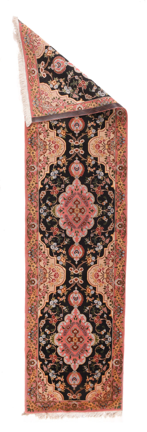 Vintage Black Tabriz Persian Area Rug