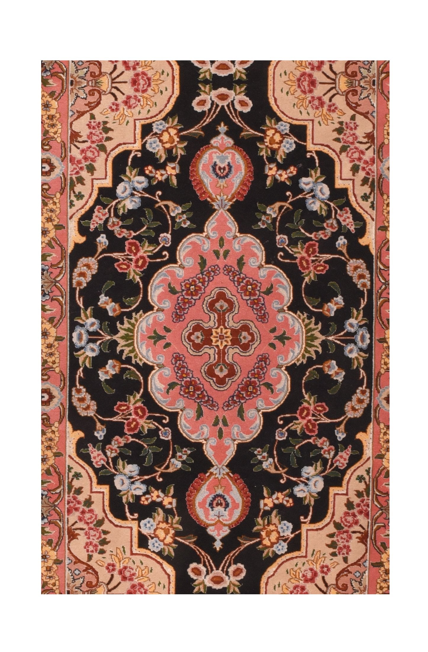 Vintage Black Tabriz Persian Area Rug
