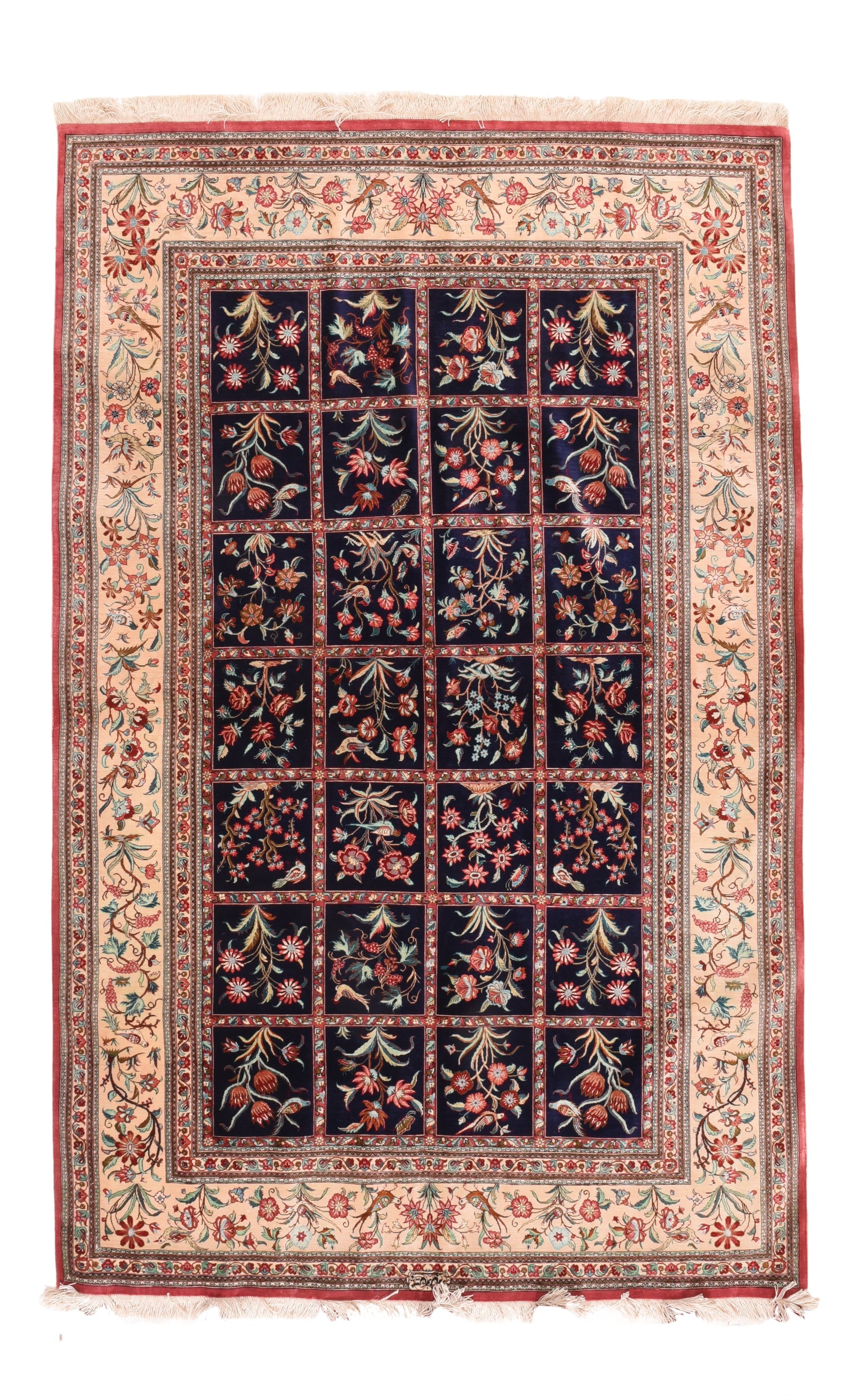 Vintage Navy Navy Qum Persian Area Rug