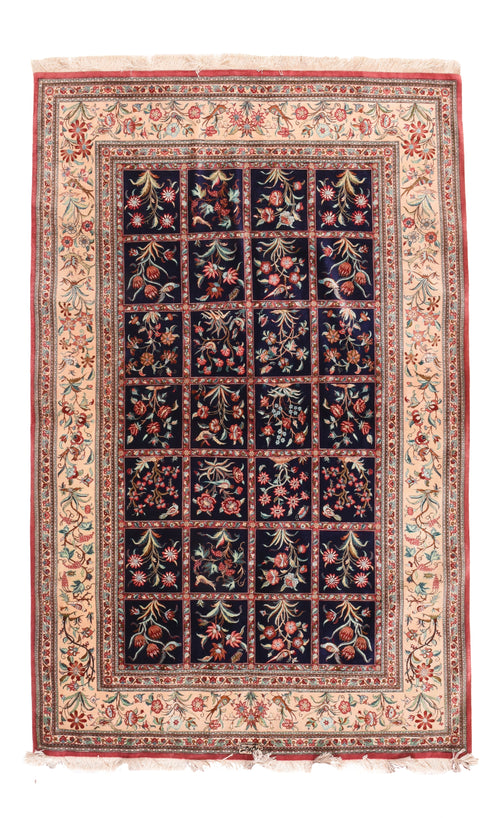 Vintage Navy Navy Qum Persian Area Rug