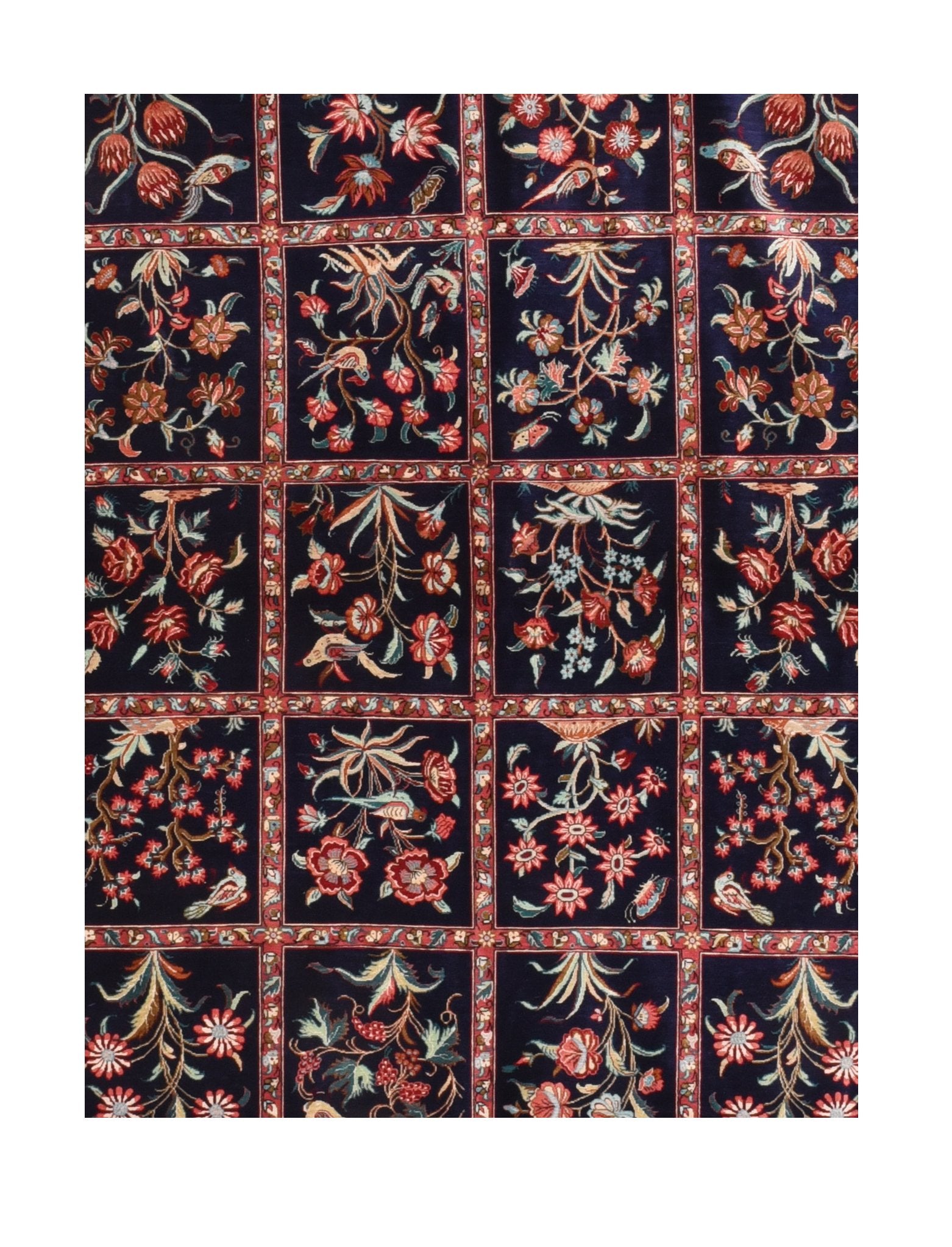 Vintage Navy Qum Persian Area Rug