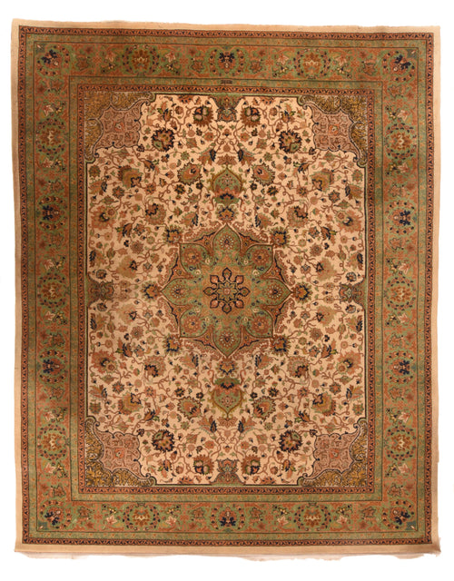 Vintage Beige Indo Beige Tabriz Indian Area Rug