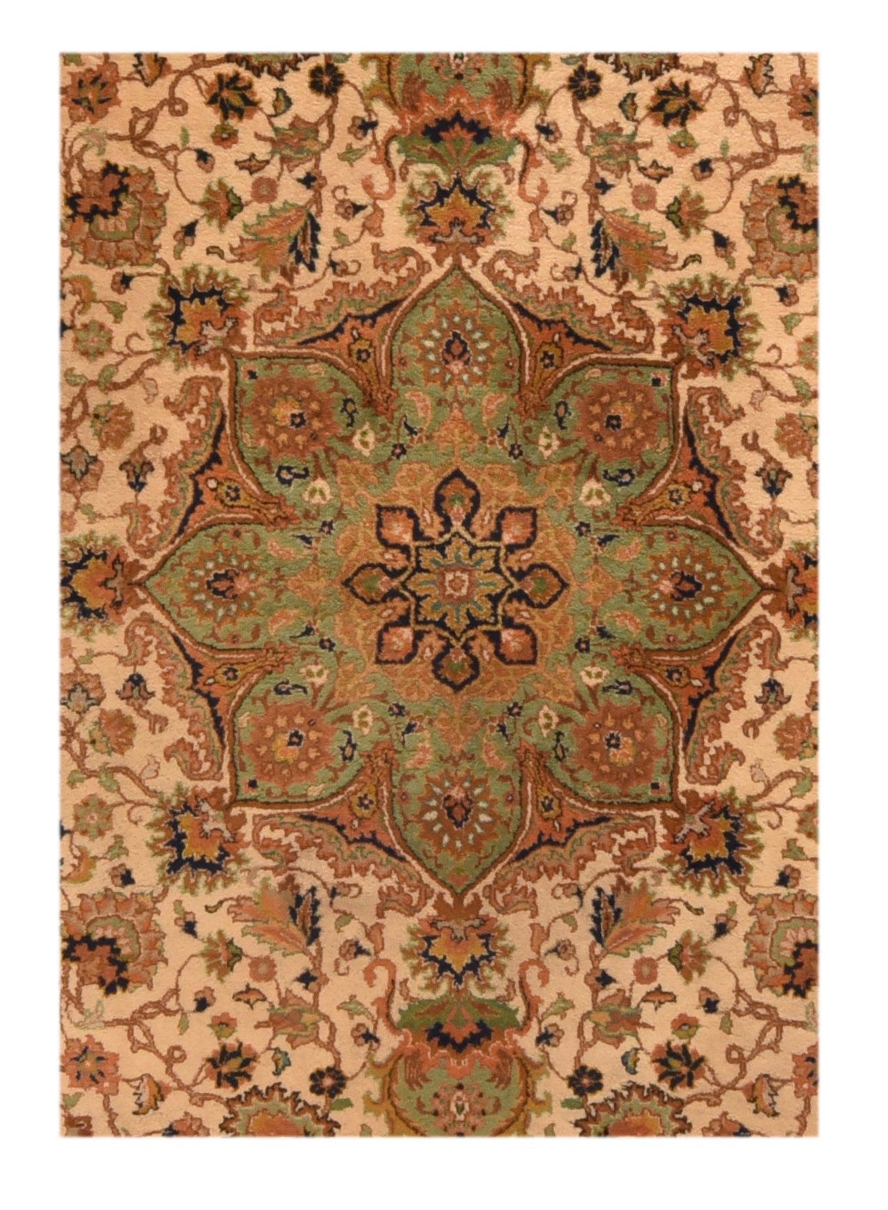 Vintage Indo Beige Tabriz Indian Area Rug