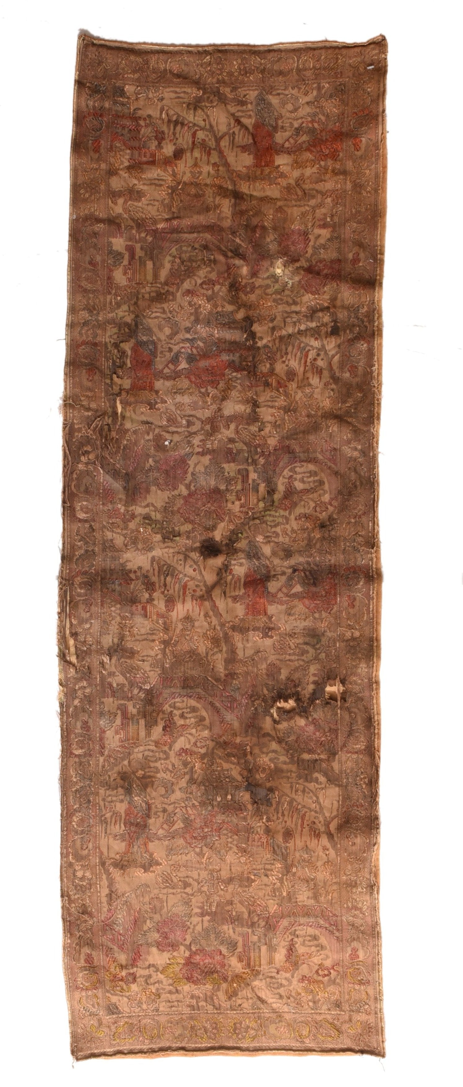 Antique Brown French Tapestry Area Rug