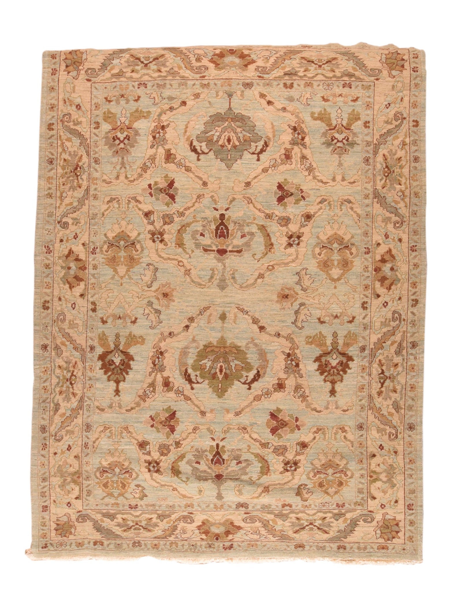 Vintage Beige Turkish Oushak Area Rug