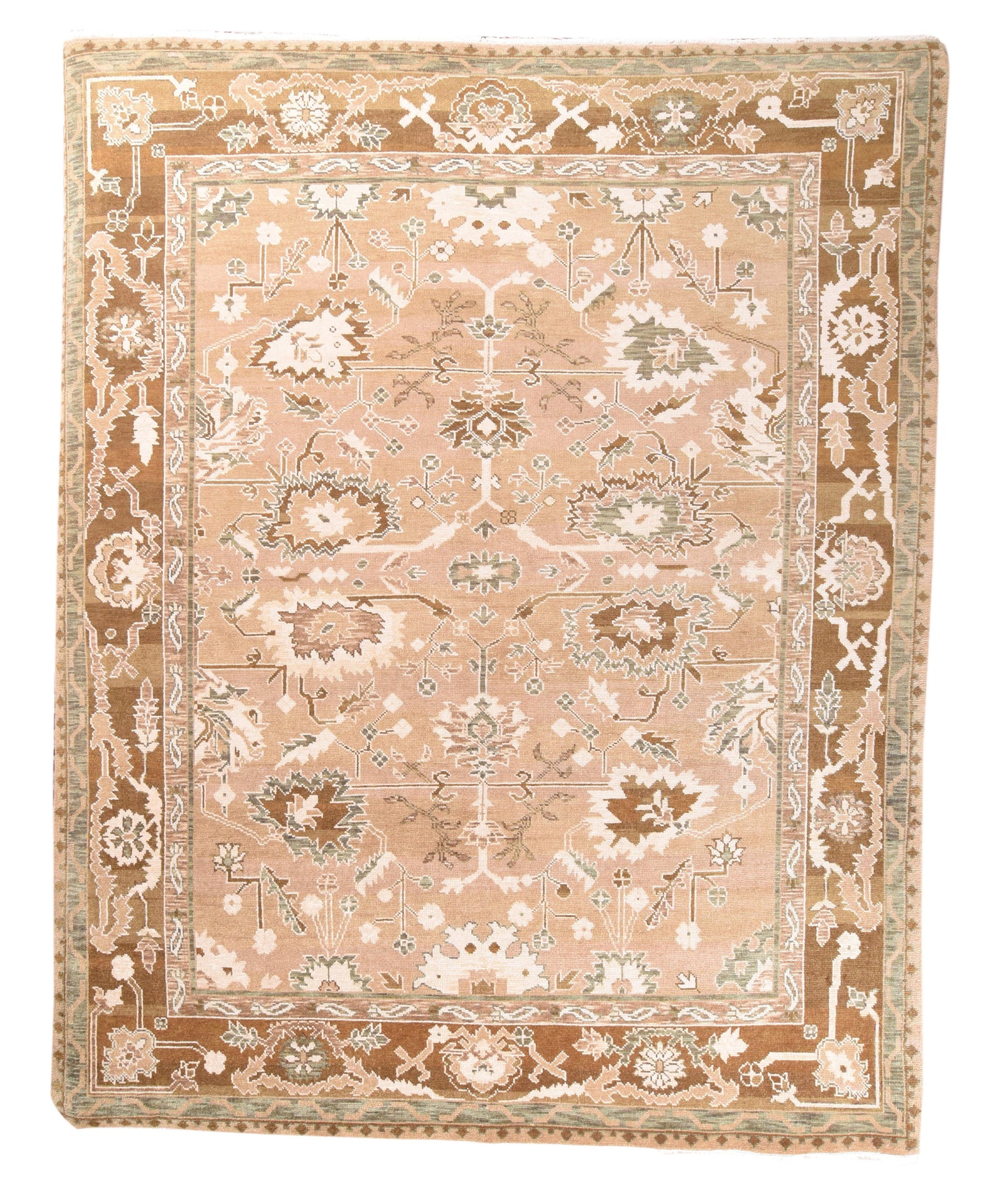 Vintage Brown Turkish Oushak Area Rug