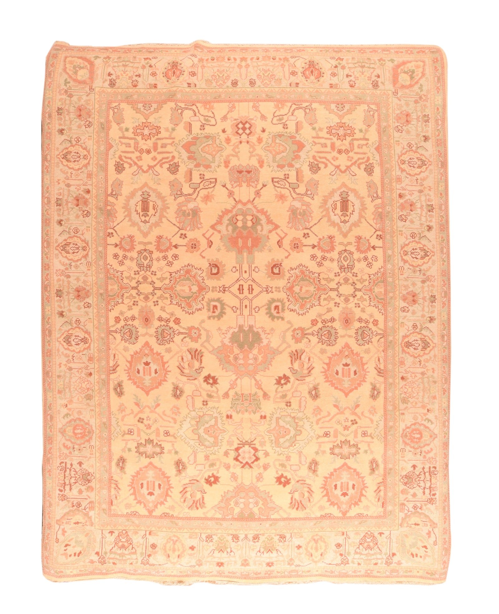 Vintage Beige Turkish Oushak Area Rug