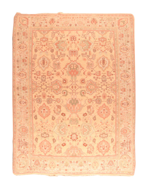 Vintage Beige Turkish Oushak Area Rug