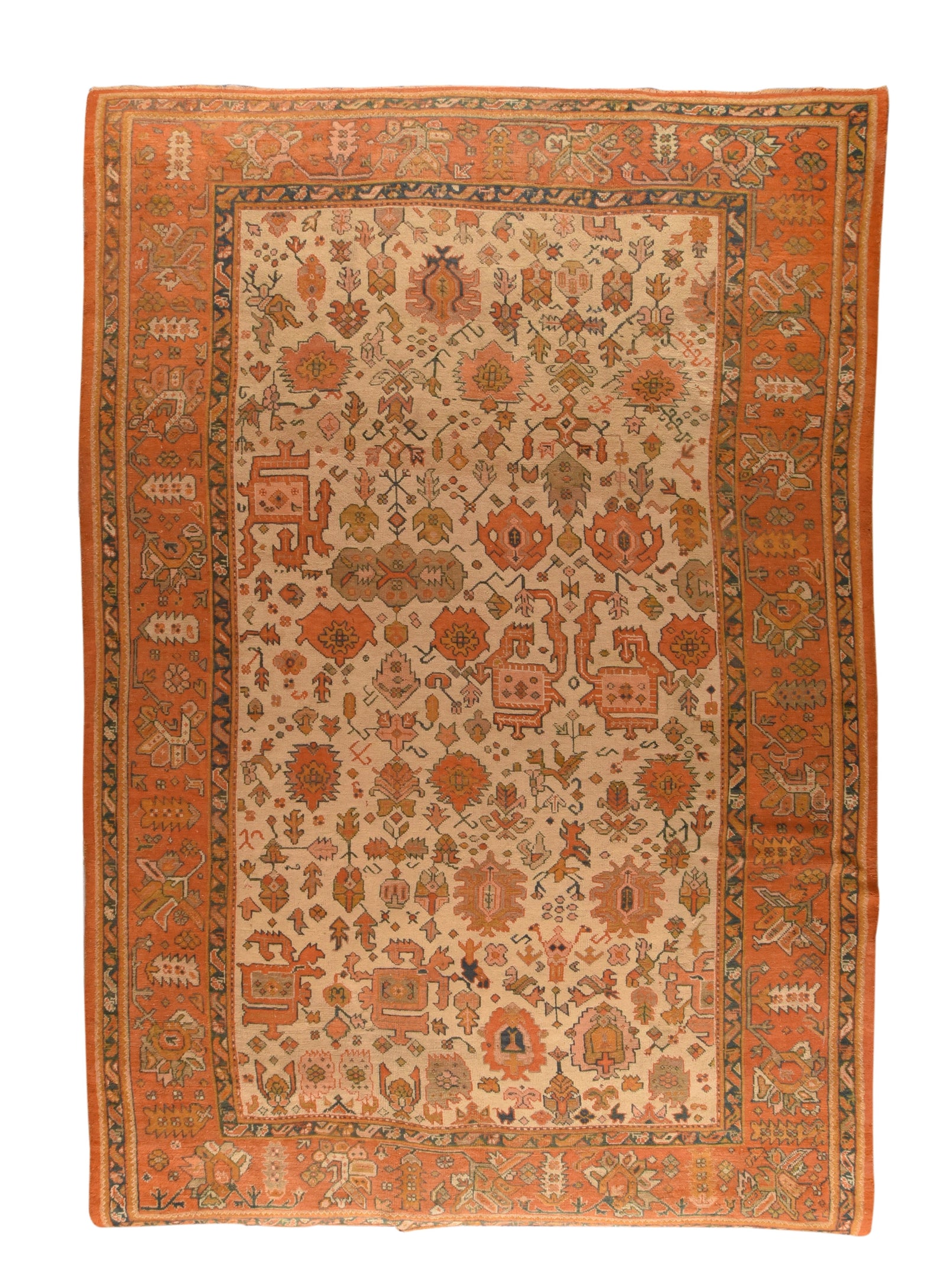 Antique Beige Turkish Oushak Area Rug