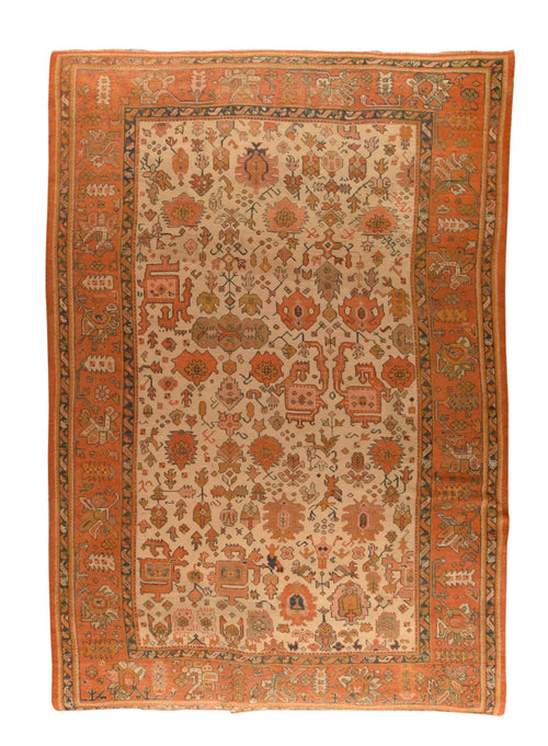 Antique Beige Turkish Oushak Area Rug