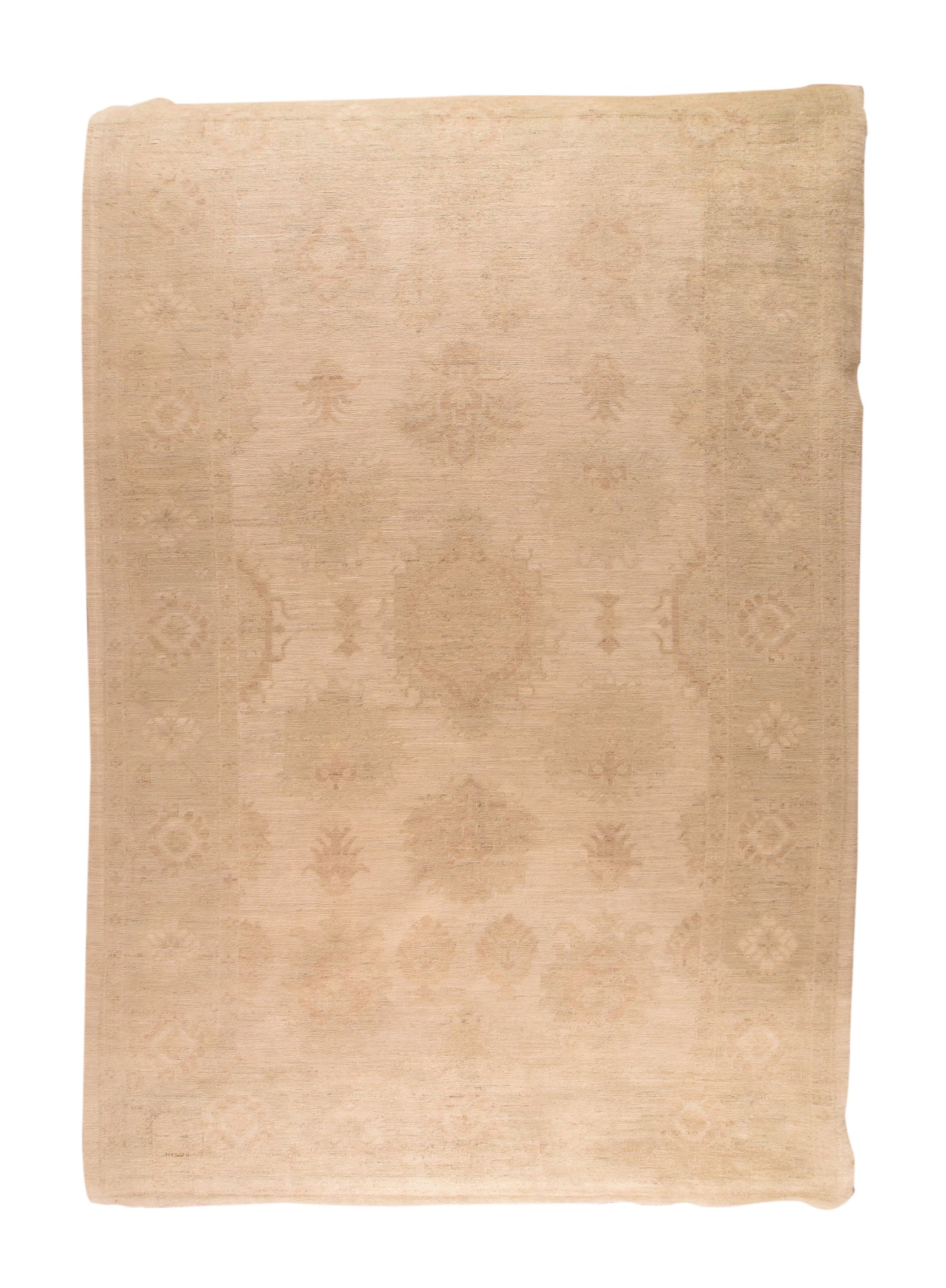 Vintage Beige Turkish Oushak Area Rug