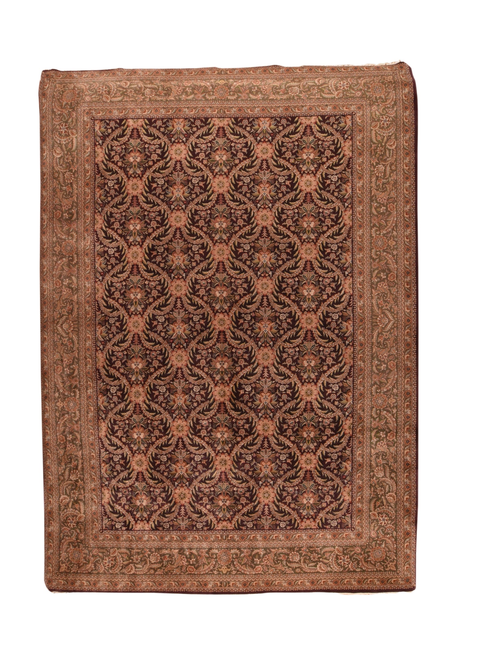 Excellent Brown Fine Pak Indian Tabriz Design Area Rug