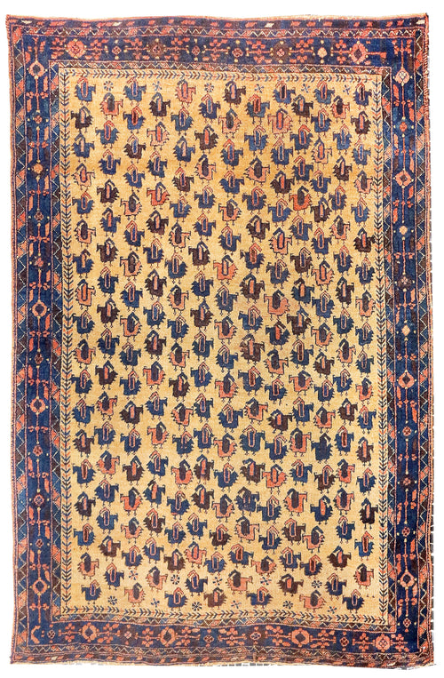 Antique Beige Persian Tribal Afshar Area Rug