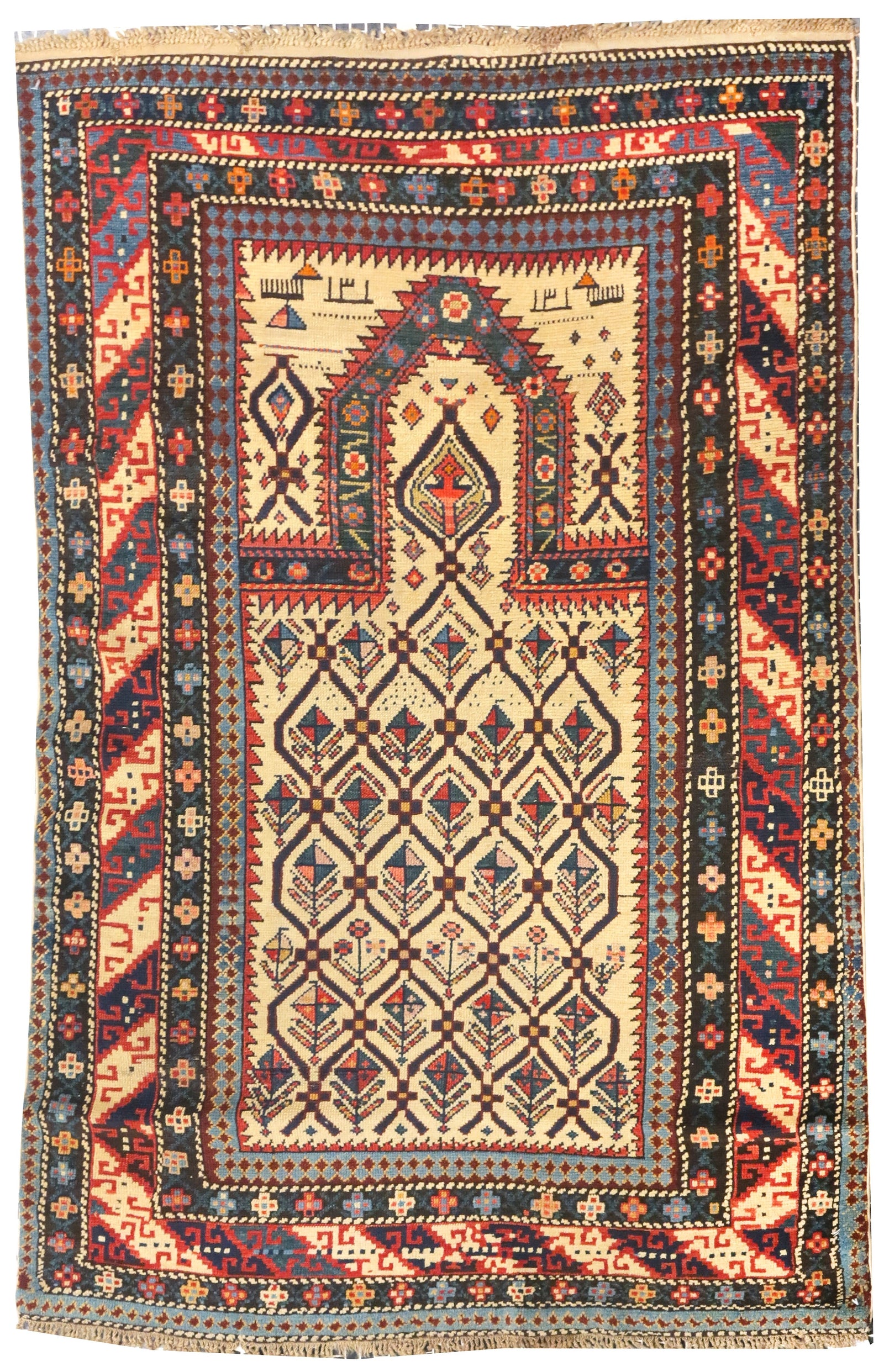 Antique Beige Daghestan Shirvan Area Rug