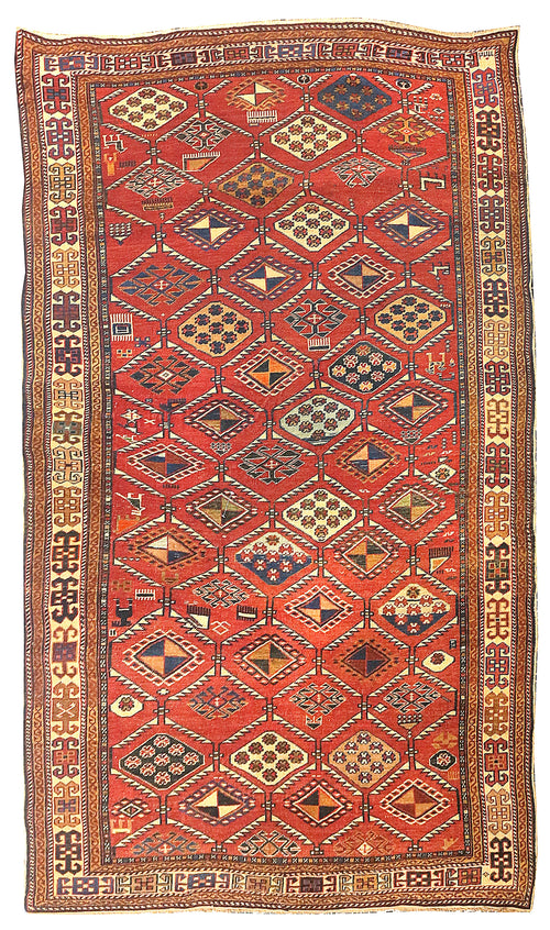 Antique Red Fine Kazak Russian Area Rug