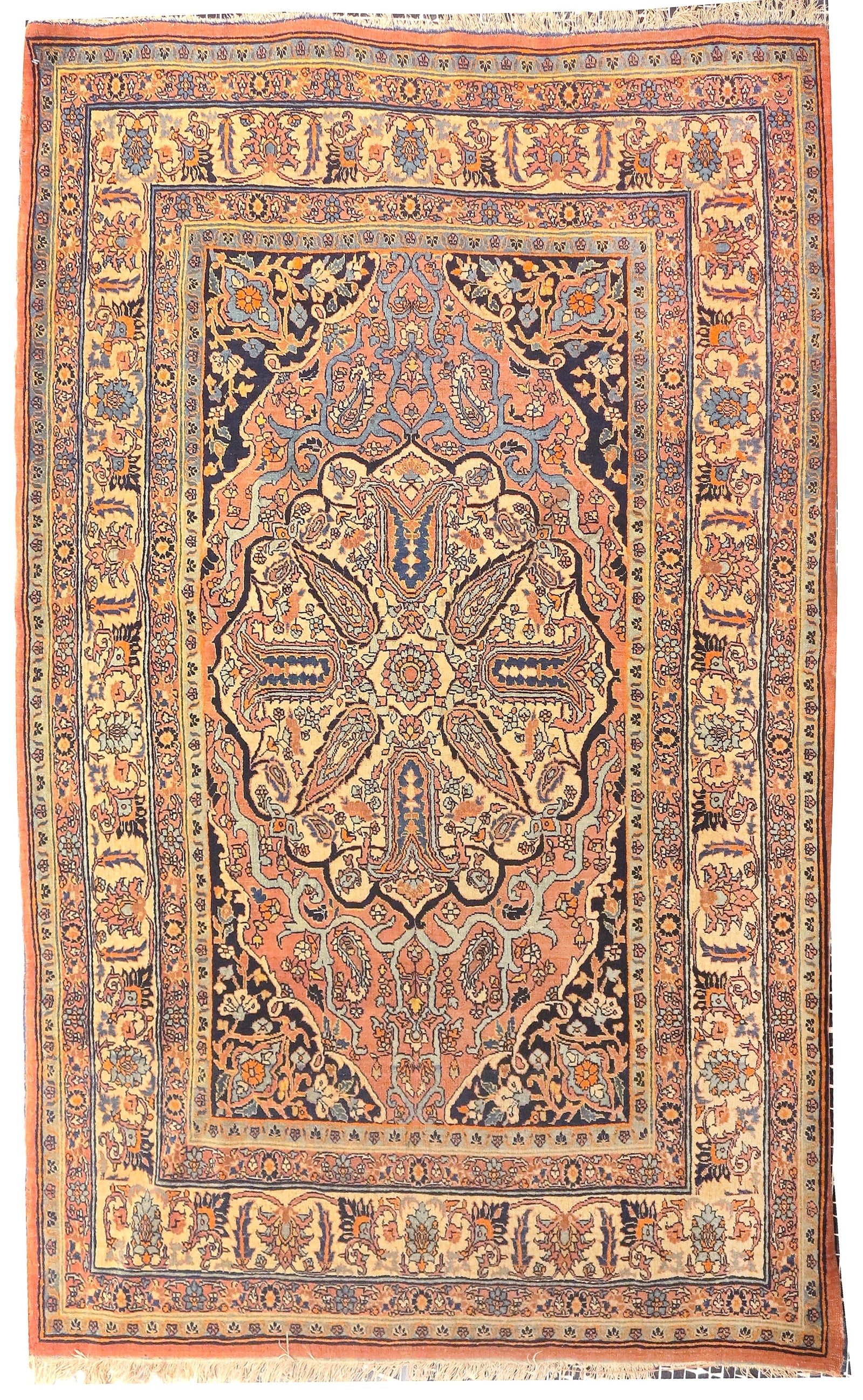 Antique Beige Persian Tabriz Haji Jalili Area Rug