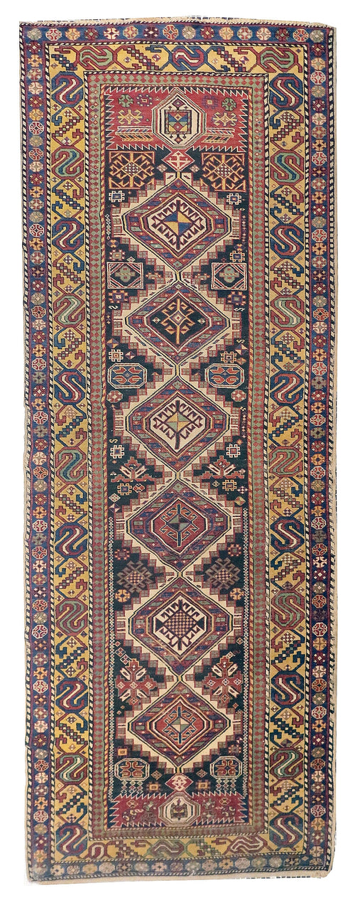 Antique Brown Fine Caucasian Shriven Area Rug