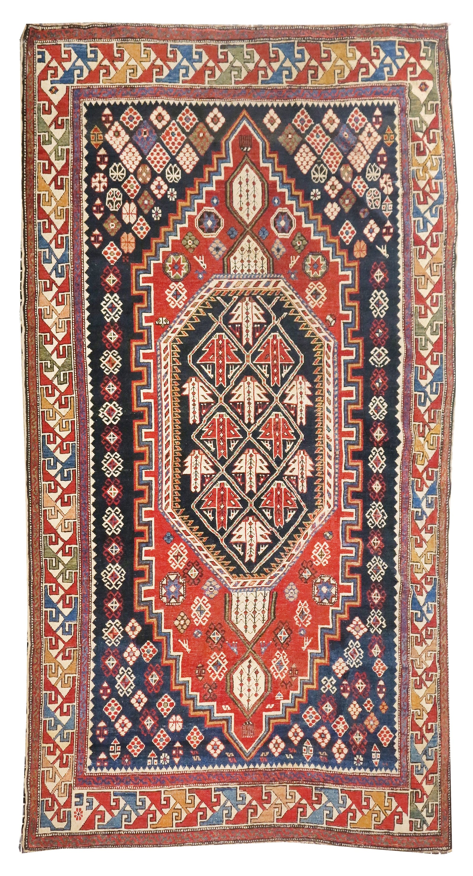 Antique Navy Shirvan Caucasion Area Rug