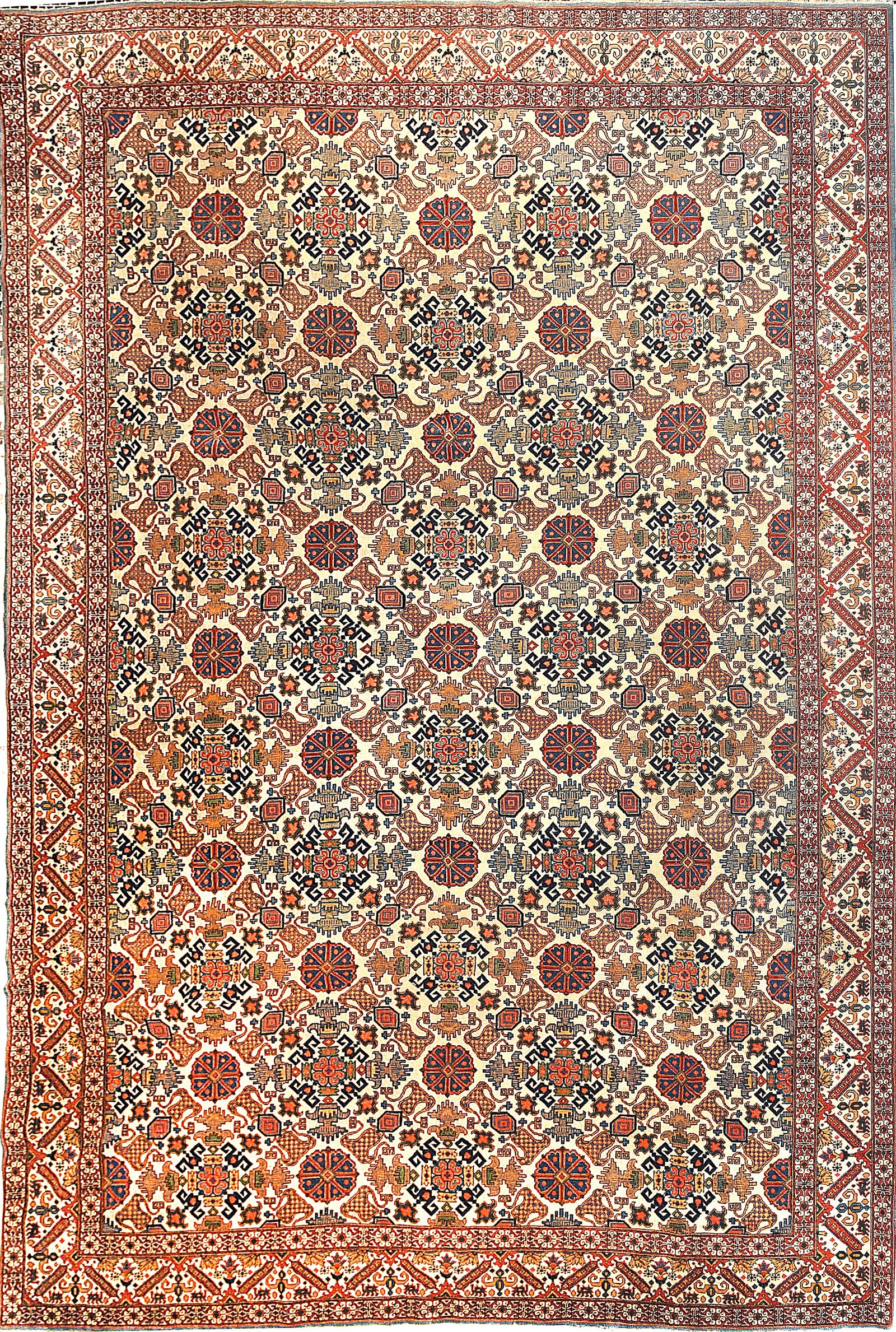 Antique Brown Persian Tehran Area Rug