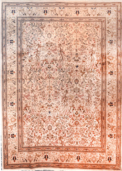 Excellent Beige Fine Perisan Tabriz Area Rug
