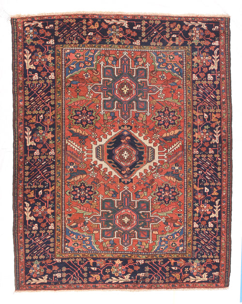 Antique Rust Karejeh Persian Area Rug