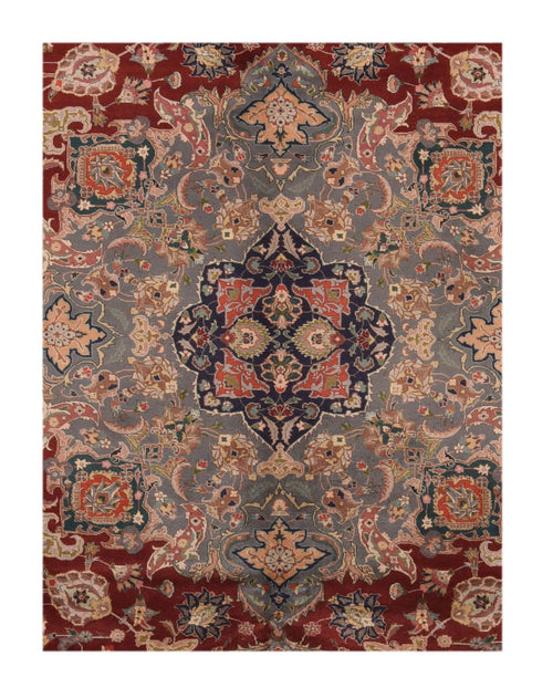 Hand Knotted Persian Tabriz Wool & Silk