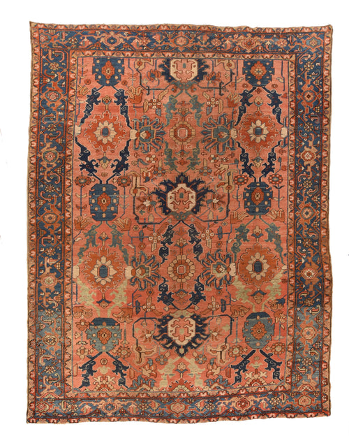 Antique Rust Heriz Bakshaish Persian Area Rug