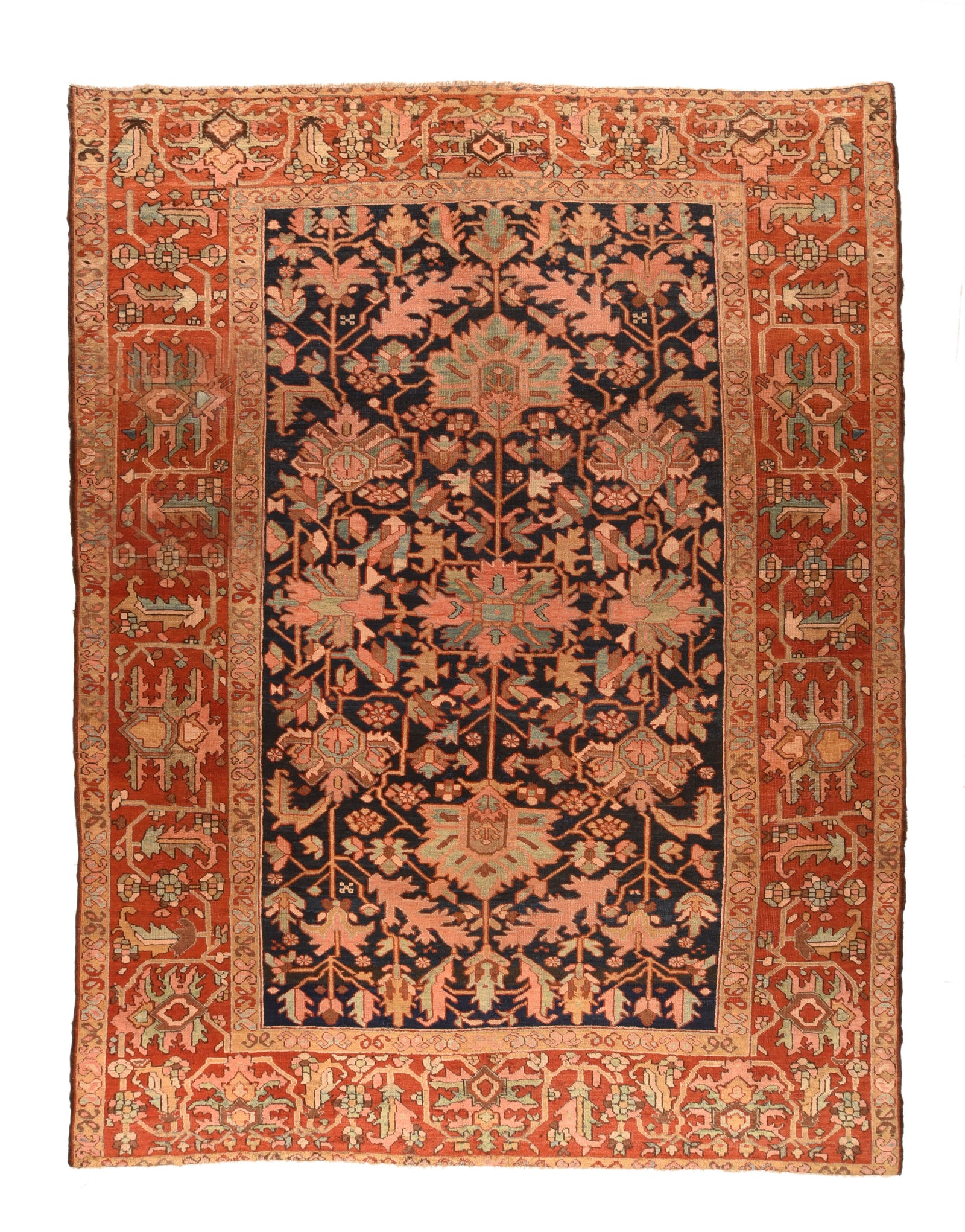 Antique Navy field Heriz Serapi Persian Area Rug