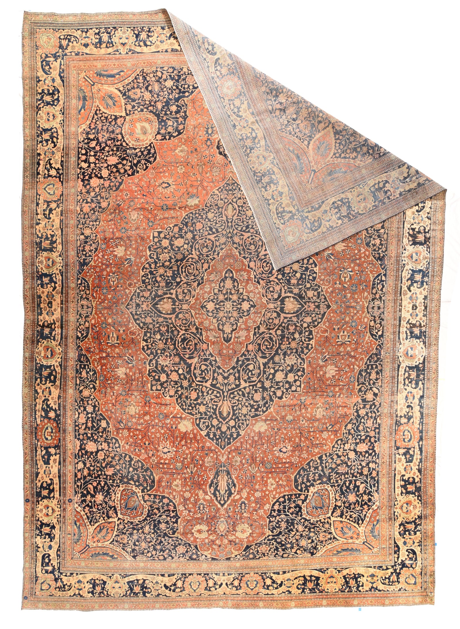 Antique Mohtasham Kashan Persian Area Rug