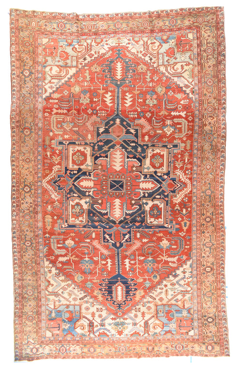 Antique Rust Serapi Persian Area Rug