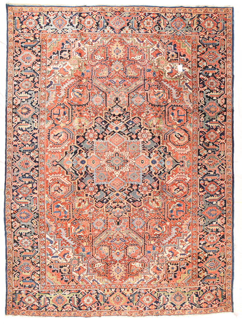 Antique Rust Heriz Persian Area Rug
