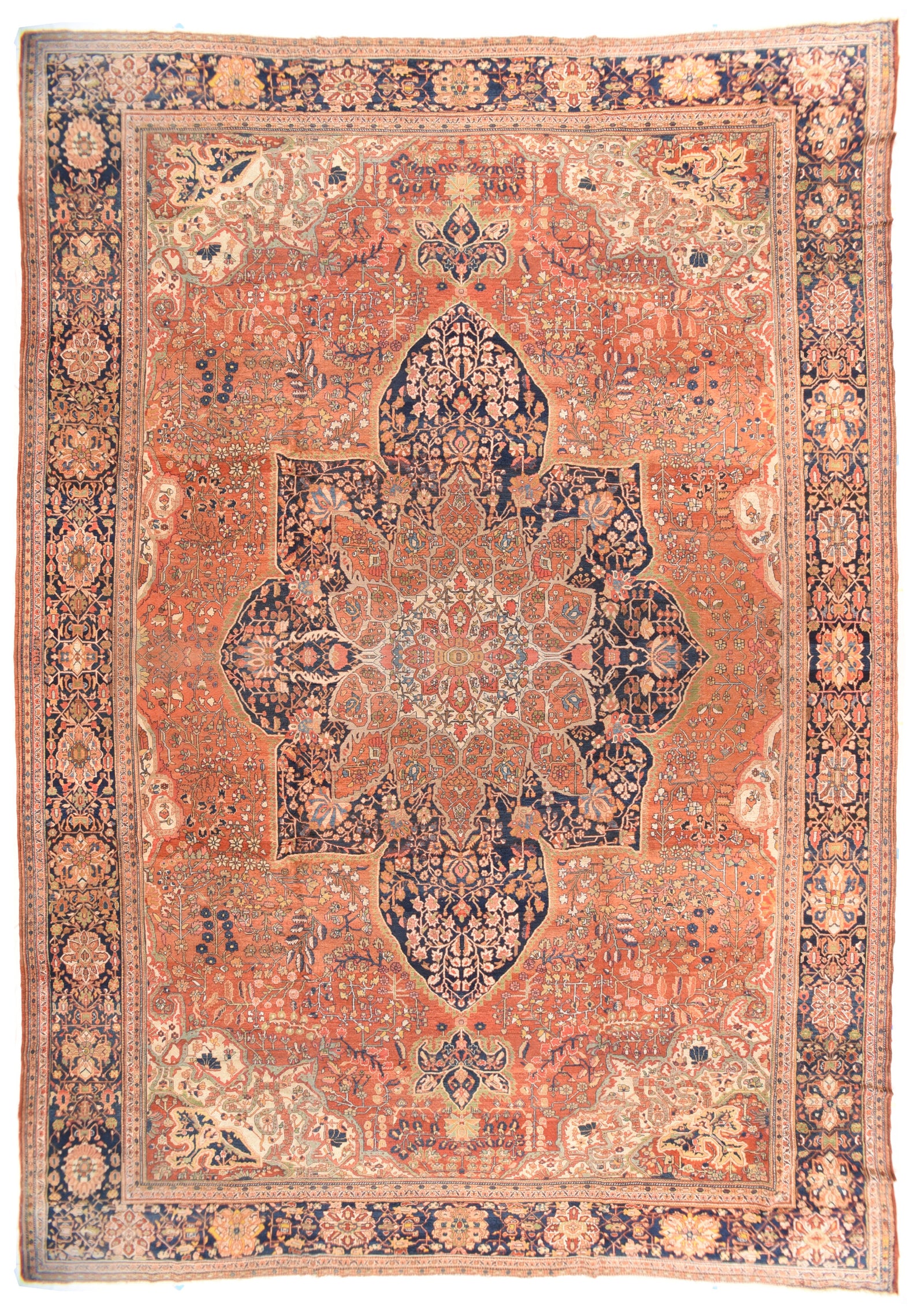 Antique Rust Persian Farahan sarouk circa 1890 Area Rug