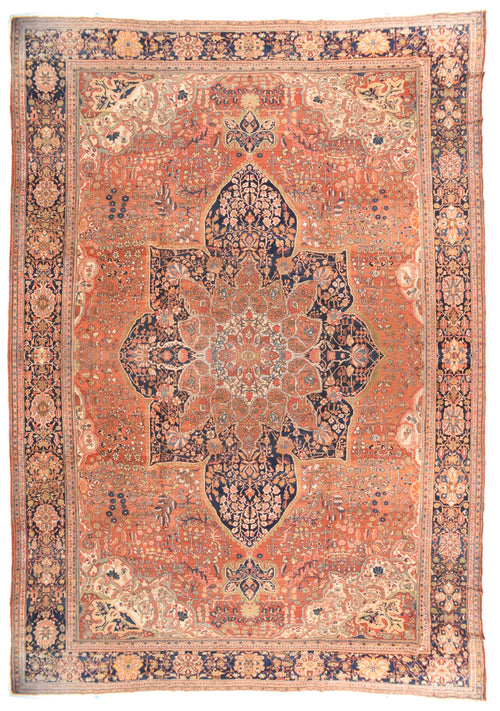 Antique Rust Persian Farahan sarouk circa 1890 Area Rug