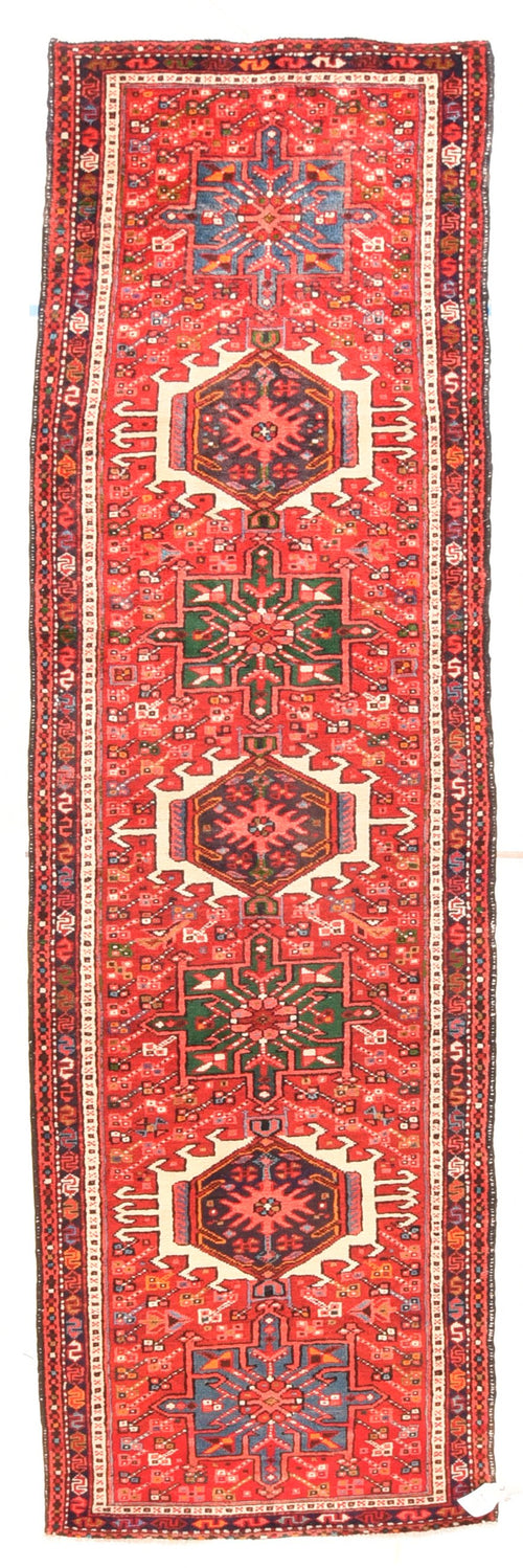 Semi Antique Beige Karajeh Heriz Persian Area Rug
