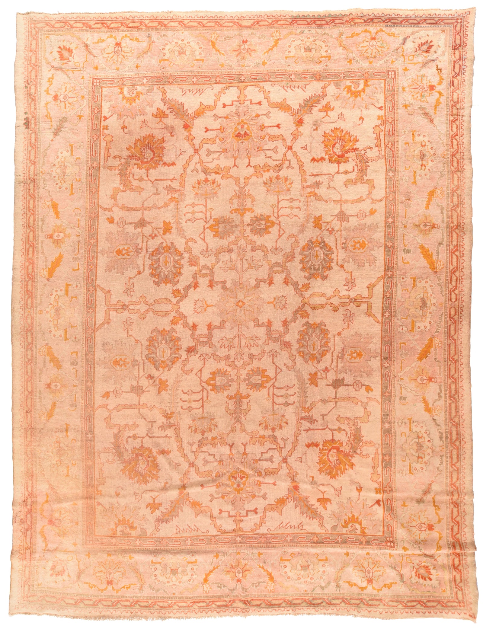 Antique Light Brown Oushak Area Rug
