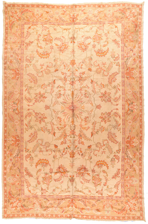Antique Peach Turkish Oushak Area Rug